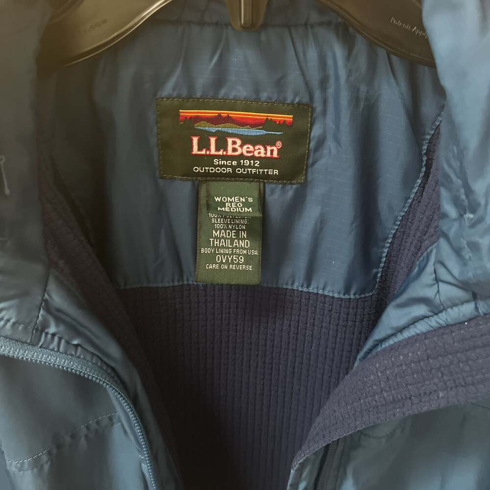L.L.Bean Women’s Blue Fleece Lined Full Zip Jacket Medium - Picture 3 of 12